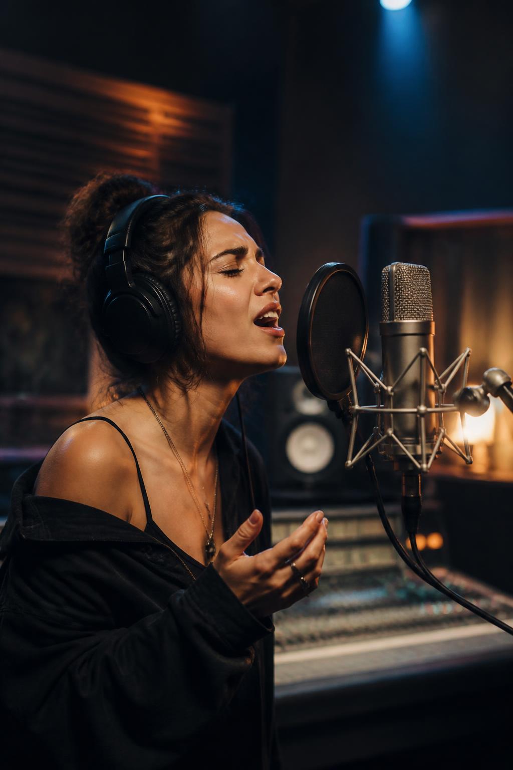 Independent artist recording in the studio